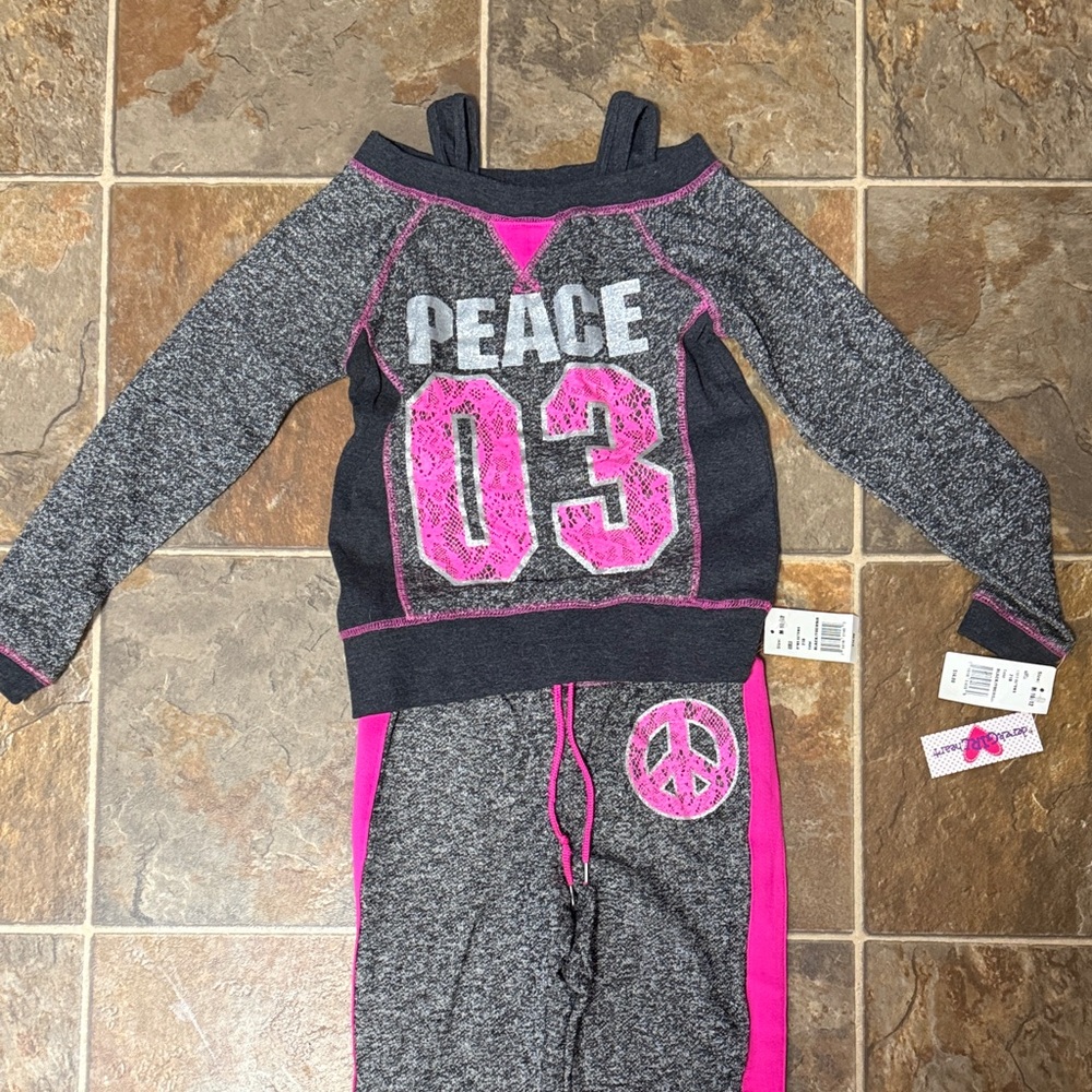 Derek Heart Gray and Pink Kids Matching Set